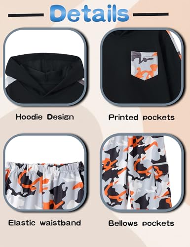 Image of mksodopy Boys Clothes Long Sleeve Hoodie and camouflage cargo pants Boy Outfits for 6-16 Years