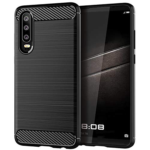 USDILU Case LS for Huawei P30 Funda Uso Rudo Carcasa Protector TPU Suave Durable Silicón Flexible Cover Negro