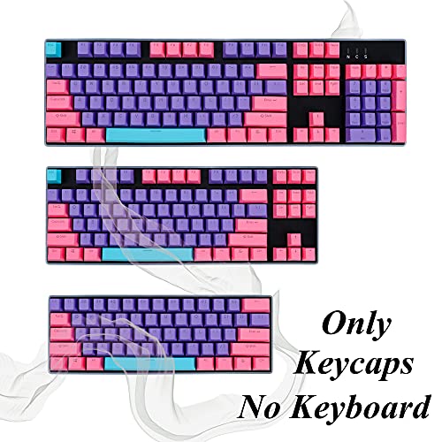 Image of Backlit Keycaps 60 Percent 87 /104 PBT Key Caps Set for 60% Mechanical Gaming Keyboard MX Switches (Violet)