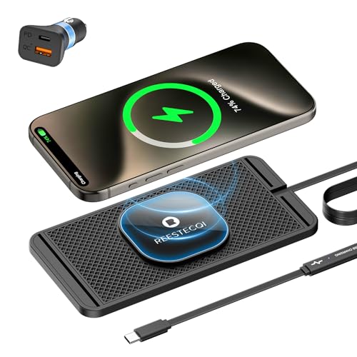 Magnetic Wireless Car Charger Pad, REESTECQI 15W Wireless Charging Pad for Magsafe Charger Wireless...