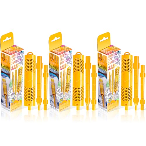 Replacement for Nature2 W20750 Spa Mineral Sticks Hot Tub in-Filter Cartridge Last for 4 Months Universal for Hot Tub Spa Swimming Pool All Spas Flow Rates Up to 1000 Gallons (Yellow 3-Pack)