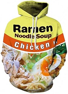 Keasmto 3D Ramen Chicken Noodle Soup Hoodies Sweatshirts for Men Women Cotton Cute Small
