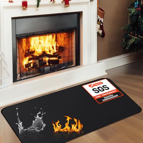 Fireplace Mat, 2' x 3'6'' x 0.04'' Fireplace Rug, Hearth Rug for Wood Stove Fireplace Indoor...