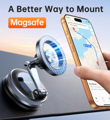 Image of Coolpow for MagSafe Car Mount【Windshield+Vent+Dash】Magnetic Phone Holder for Car Phone Holder Mount Cell Phone Holders for Your Car Accessories Suction Phone Mount for Car Truck Stand for iPhone 17 16
