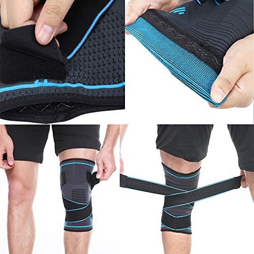 NTRH Knee Support Brace for Women and Men,Adjustable Compression Knee Brace for Arthritis,Joint Pain,Ligament Injury,Meniscus Tear,ACL,MCL,Running,Sports,Squats(single) (M, Blue) - Image 4
