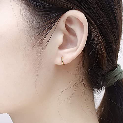 Image of 316L Surgical Stainless Steel Huggie Hoop Earrings 6mm 8mm 10mm 11mm 12mm 14mm Hypoallergenic Earrings Hoop Cartilage Helix Lobes Hinged Sleeper Earrings For Men Women