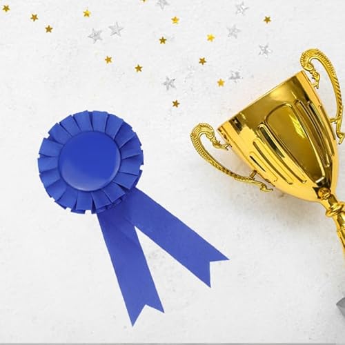 12 Pieces Blank Award Ribbon 1st 2nd 3rd Place Rosette Ribbon Award Medal Victory Ribbon for Competition Classroom Sport Event DIY Party Accessory(Blue)