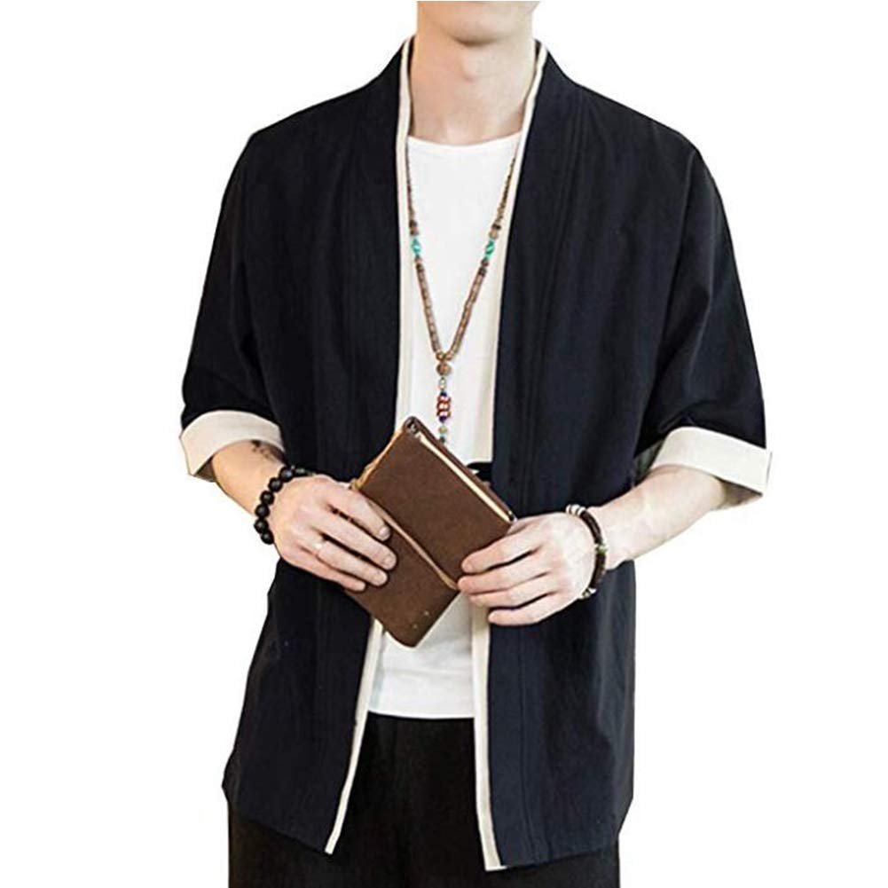 Cardigan Uomo Estate Kimono Giapponese Stampa Sciolto Giacca Cappotto Yukata Outwear Tops