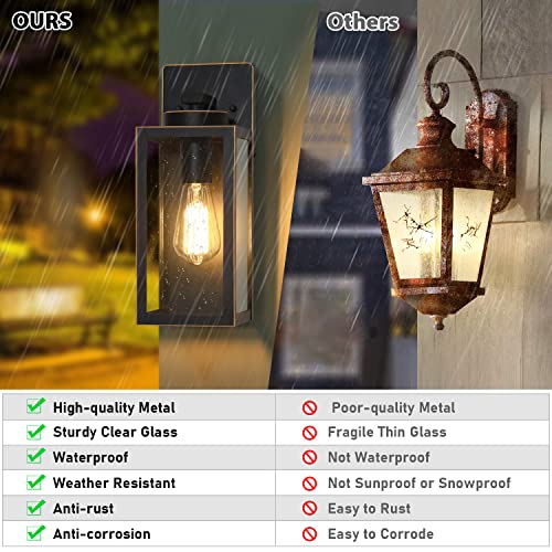 Image of BesLowe Outdoor Wall Light Fixtures, Porch Lights Black with Gold Trim
