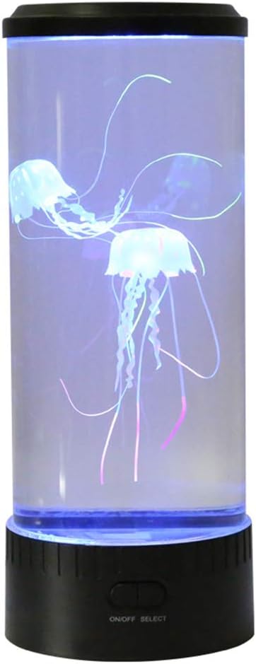 DECORATZ LED Simulation Jellyfish Lamp, Dimmable Water Box Night Table Light, Gifts for Children Office bedroom Bedside Desk Decoration Creative Enjoy Light fixture-D13.5*H35CM