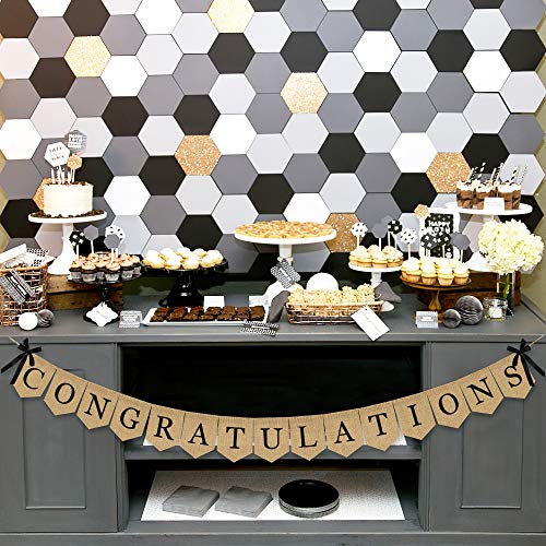 Image of Congratulations Burlap Banner - 2026 Graduation Party Decorations - Rustic Congratulations Banner for Graduation Wedding Anniversary Retirement Birthday Party Supplies - 2026 Grad Decorations
