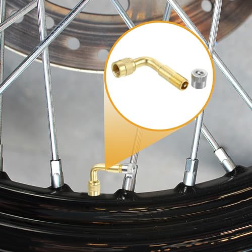 Image of 1 Set 90-Degree Universal Tire Valve Stem Extenders Extension Adapter - Cars RV Bicycles Motorcycles Trailers Tubeless Tire Valve - Copper Gold Tone