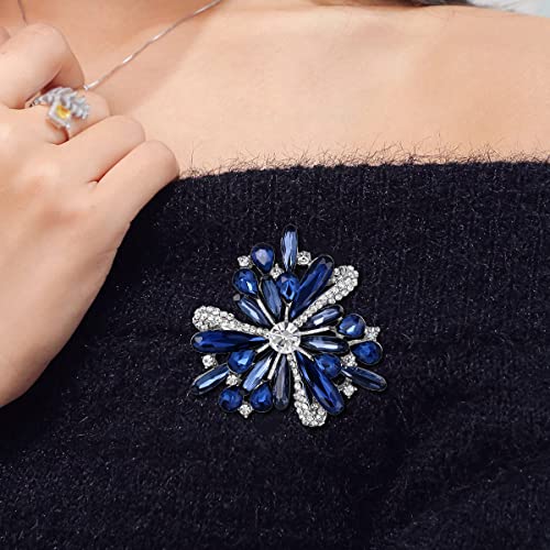 Image of Merdia Vintage Created Crystal Flower Brooch Pins for Women | Vintage Pins Dress Brooch | Flower Pins for Clothes | Fashion Pins | Women's Jewelry | Ladies Pins and Brooches