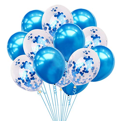 Image of Party Propz Blue Balloons For Decoration - Set of 18 Pcs (12 inches) Blue Balloons For Birthday | Latex Balloons and Confetti Balloons For Decoration