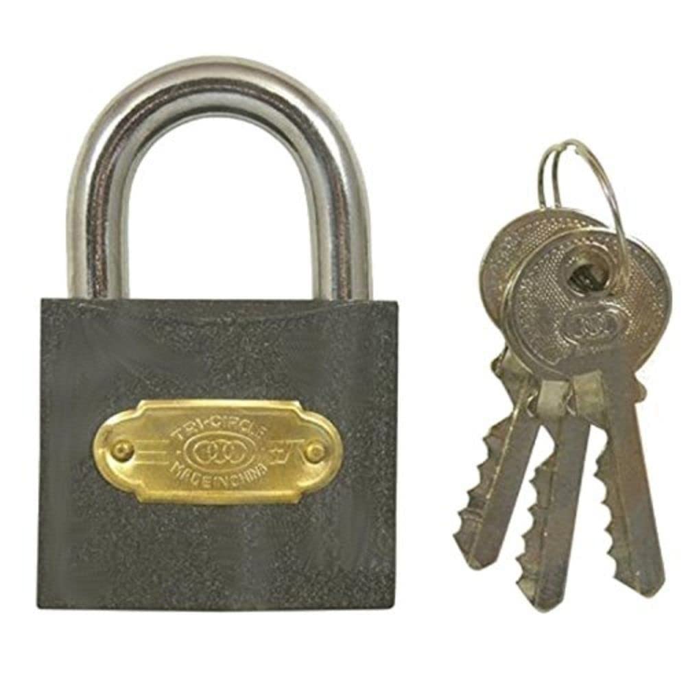 Merriway White Bh05342 Padlock Tri-Circle Heavy-Duty Black Iron 19Mm,