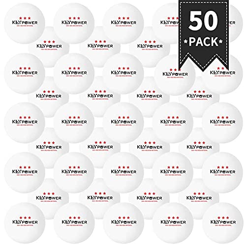 ENG Lot de 50Pcs Ping-Pong Balles de Tennis de Table en résine ABS 40 mm 3 étoiles pour Exercices,Entraînements,Club de Tennis de Table,Amateurs,Adultes et...