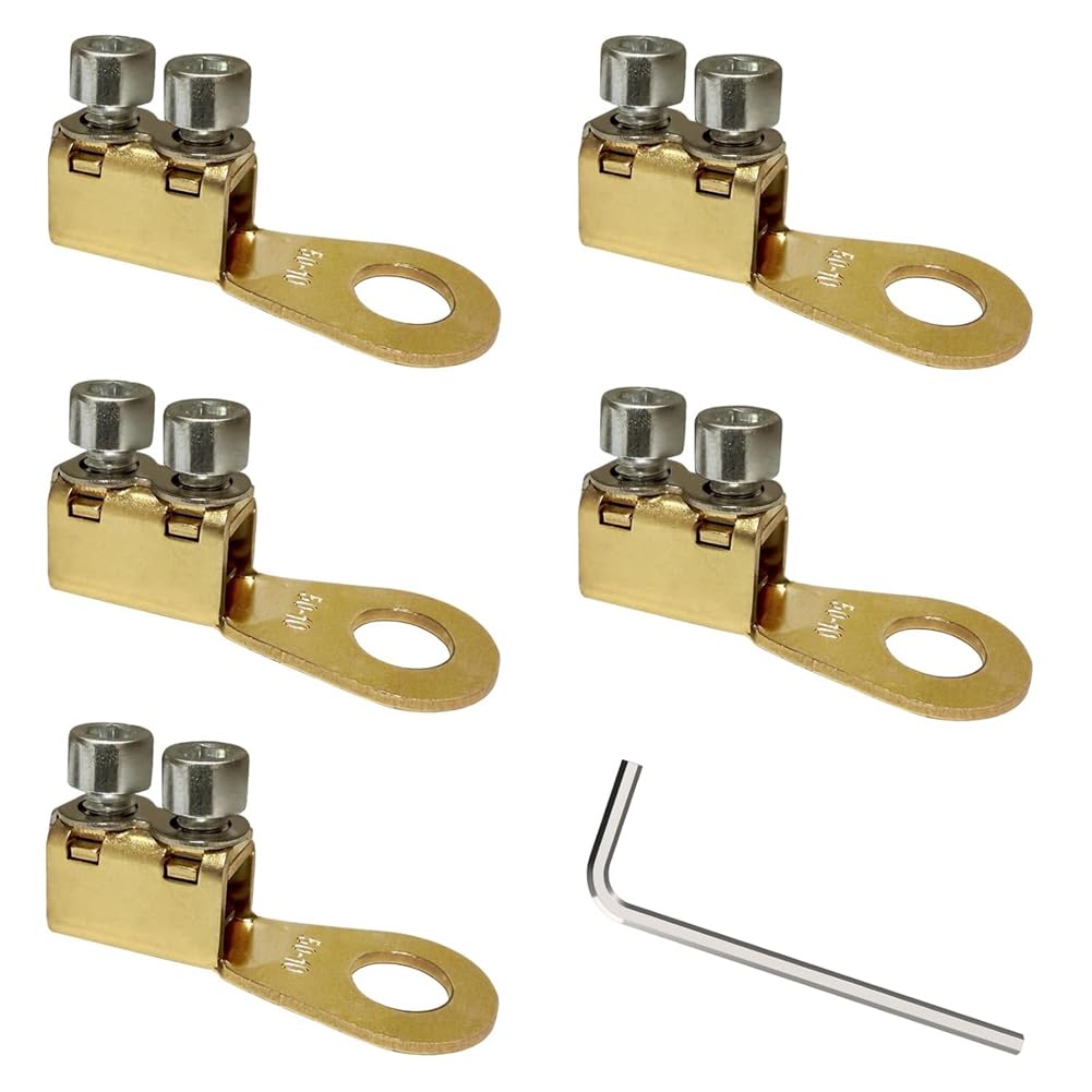 Littimoon Bolt-on Battery Terminal Connectors 5pcs 8-1AWG Ring Terminals, Battery Cable Ends, Copper Lugs Crimpless