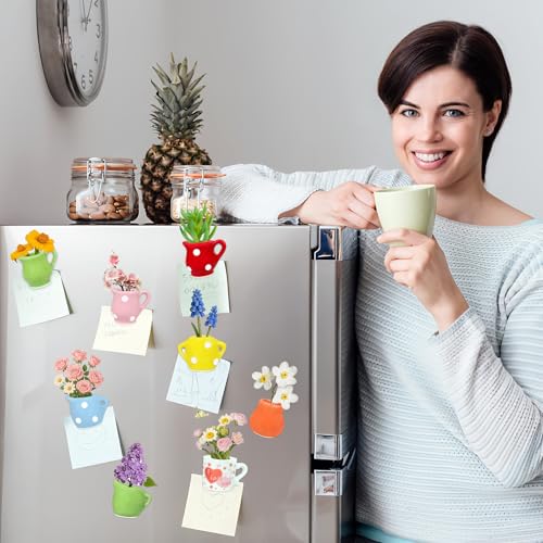 Set de 8 mini floreros magnéticos de cerámica miniatura 5