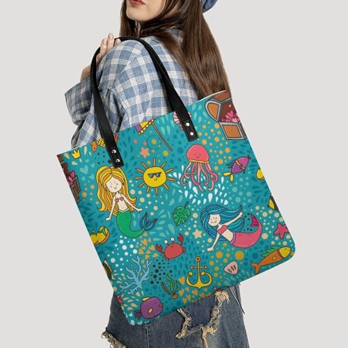 Sac à bandoulière sirène crabe de 39x39cm, le grand sac à main shopper ultra logeable - 2