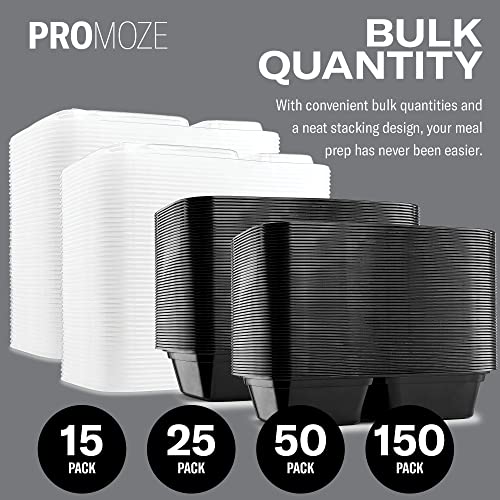 Meal Prep Plastic Microwavable Food Containers For Meal Prepping With Lids. - 2 Compartment - Black Rectangular Reusable Storage Lunch Boxes -Bpa-Free Food Grade -Freezer & Dishwasher Safe (Black - 15 Pack) #TOP3