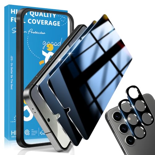 2 Pack for Samsung Galaxy S24 Privacy Screen Protector 2 Pack Camera Protector Ultrasonic Fingerprint Unlock Easy Installation Frame Anti Spy 9H Hardness Tempered Glass for Galaxy S24 5G
