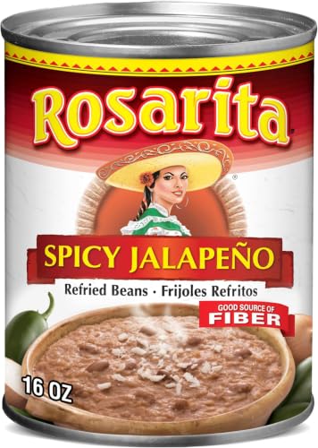 Rosarita Spicy Jalapeño Refried Beans, 16 oz (Pack of 6)