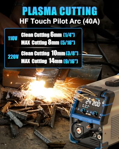 Image of AZZUNO 200A Plasma Cutter Welder Combo, 9 in 1 Multiprocess Welder Machine Gas MIG /PULSE MIG /MAG /Flux Gasless MIG /Spool Gun Compatible /HF TIG /Stick /CUT /SPOT MIG, 110 /220V Aluminum MIG Welding Machine