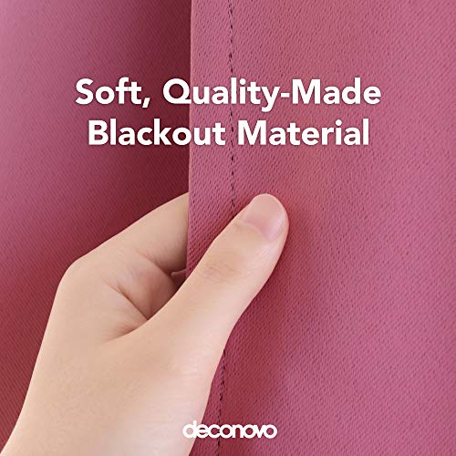 Image of Deconovo Solid Grommet Panels Blackout Wide Width Dekening Room Divider for Patio Door Curtain, 100W X 95L, Rose