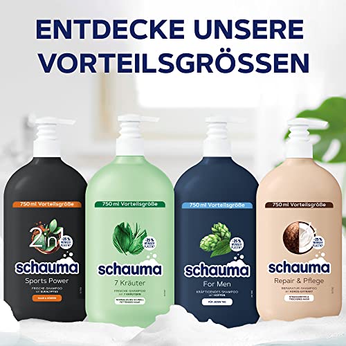 Schwarzkopf Schauma 2in1 Frische-Shampoo Sports Power (750 ml), Haarshampoo mit belebender Formel für Haar & Körper, Shampoo & Duschgel kräftigt das Haar und verleiht einen Frische-Kick