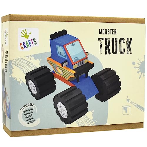Krause & Sohn Monstertruck aus Holz zum selber bauen & anmalen für Kinder Spielzeug Bastel- und Kreativ-Set