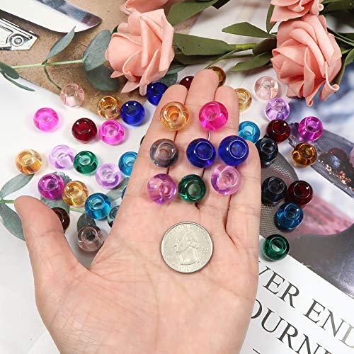 TOAOB 50pcs 10 Colors Glass European Beads Big Hole Beads Murano Charms 14.5x10mm for DIY Craft Jewelry Making - Image 3