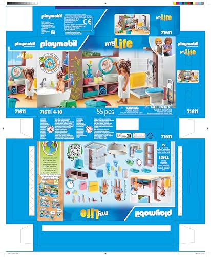 Playmobil 71611 Salle de Bains avec Douche et Baignoire MyLife Comprend Deux Personnages et des Accessoires Dès - vue 7