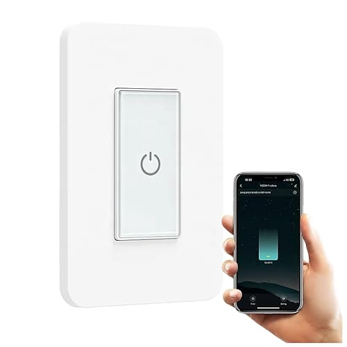 Miniatura 1 de Interruptor de luz inteligente, interruptor táctil de un solo polo Wi-Fi de 2.4 GHz, control de aplicación de voz y vida inteligente, funciona con