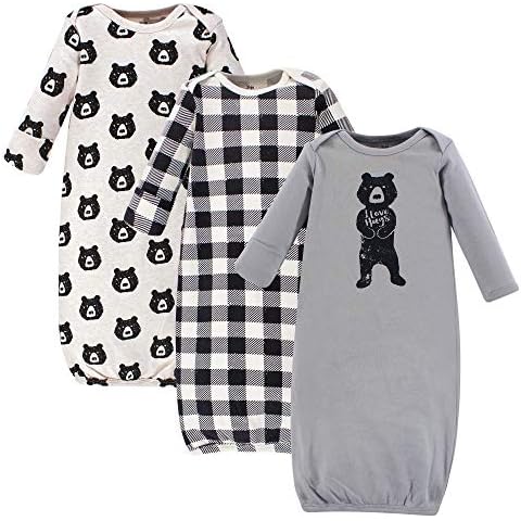Yoga Sprout Unisex Baby Cotton Gowns, Bear Hugs, 0-6 Months Cover