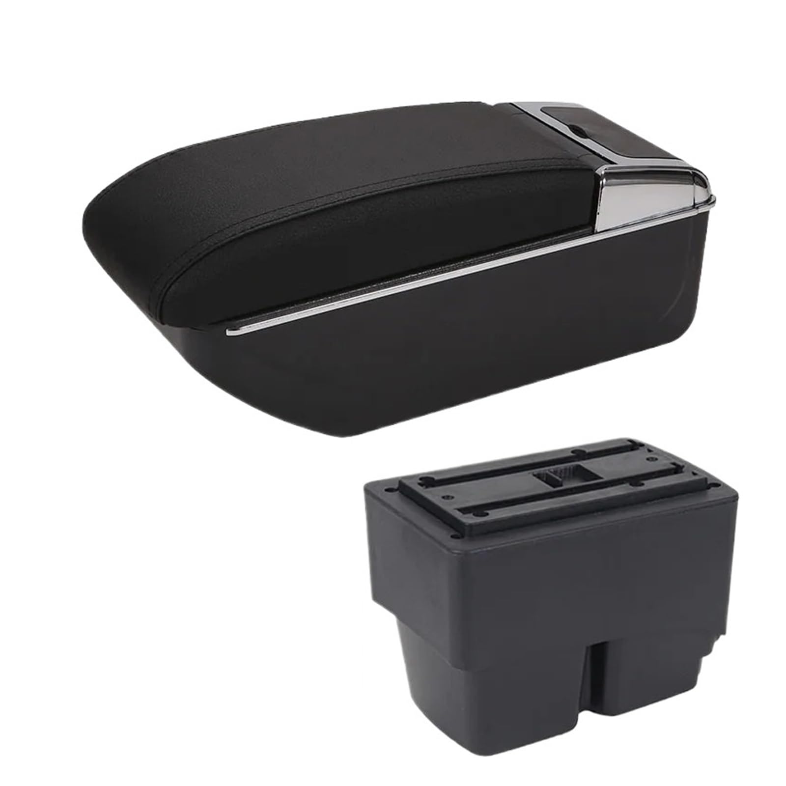 GBGWRMRYX Center Armrest Box For Fiesta Car Armrest Box Interior Details Parts Special Retrofit Parts Center Storage Box Accessories Arm Rest(D2 Black black NoUSB)