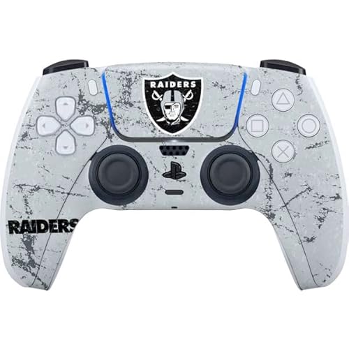 Skinit Gaming Decal Skin Compatible with PS5 and Compatible with PS5 Digital Edition DualSense Controller - Officially Licensed NFL Las Vegas Raiders - Alternate Distressed Design
