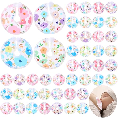 Threlaco 48 Pcs Gtube Button Covers Feeding Tube Pads Holder Abdominal Reusable Accessories Peg Tube Soft Absorbent Breast Feeding Pads Breastfeeding Support Nursing Care Stay Dry(Floral)