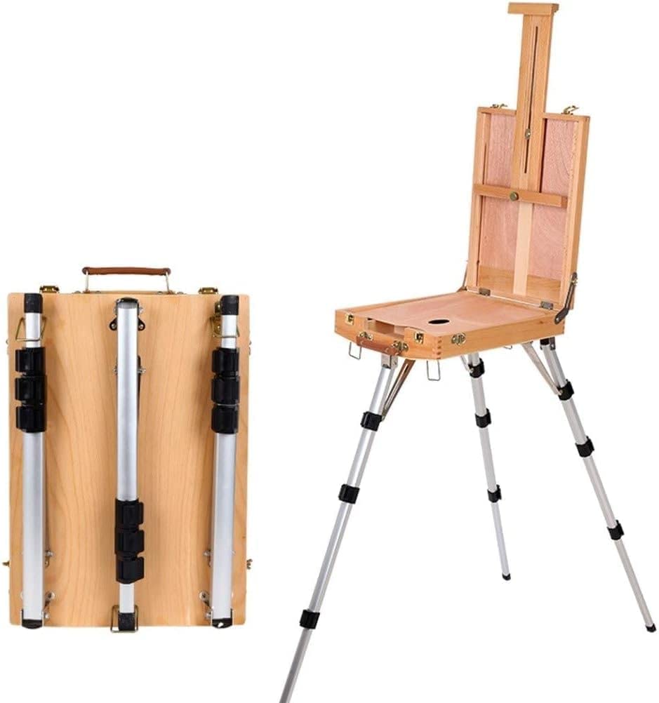 Caballete en caja, caballete para artistas al aire libre, caballete plegable para pintura al óleo, caballete en caja con patas de aleación de aluminio, caballete para trípode, arte en lienzo de hasta