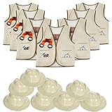 Tigerdoe Pith Helmets - 8 Safari Vest & 8 Hats for Kids - Jungle Party Supplies - Safari Party Favors - Kids Dress Up