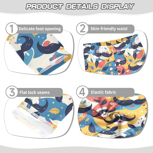 KLL Art Decor Mustache Pattern Retro Happy Fathers Day Girls Athletic Leggings Stretchy Full Length Activewear Running3