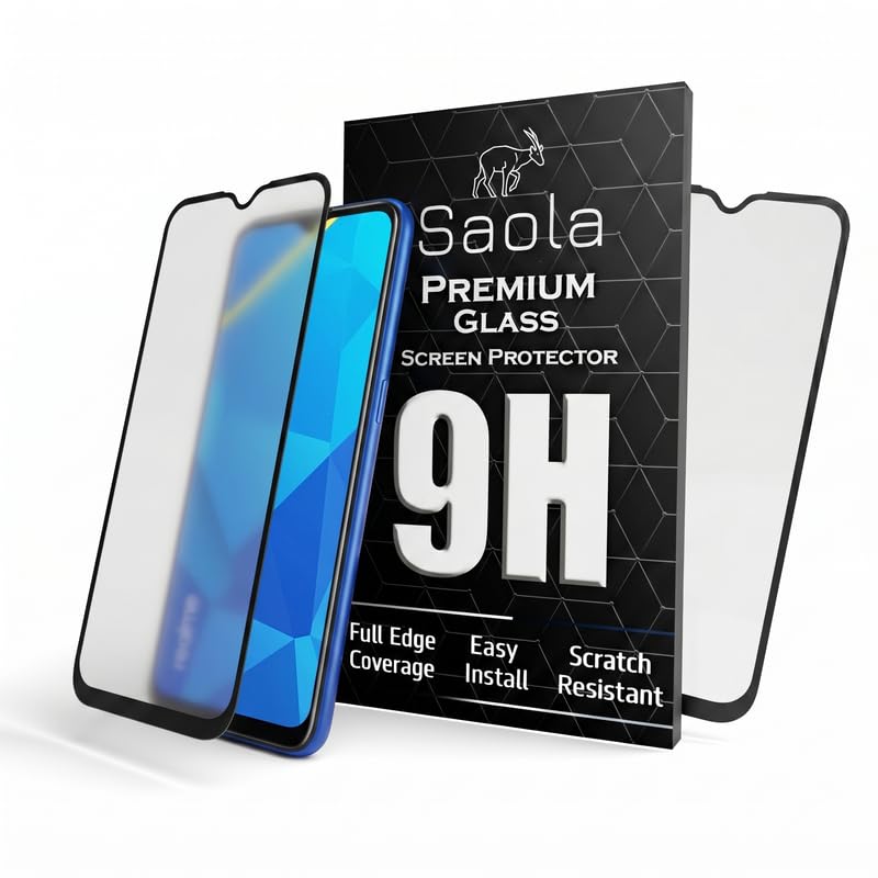 Image of Saola D+ Matte Tempered Glass With 18H Hardness For Realme C2 (Pack Of 1) With Free Installation Kit. Full Screen Coverage - 6.1 Inch