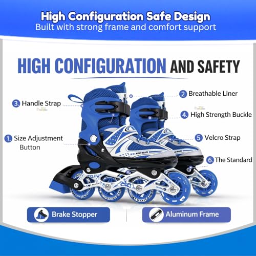 Image of Toy Imagine New Inline Skates, Adjustable Inline Roller Skates for Boys Kids & Girls, 7 to 14 Years Unisex Outdoor Skating Shoes Roller Blades with Led Flash Lights Featuring Wheels (Any One)