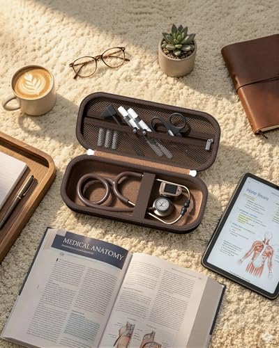 Image of ProCase Stethoscope Case for 3M Littmann Classic III & Cardiology IV -Chocolate | Hard Protective Carrying Bag Fits MDF, ADC, Omron Stethoscopes, Medical Storage Organizer for Nurses & Nursing Students
