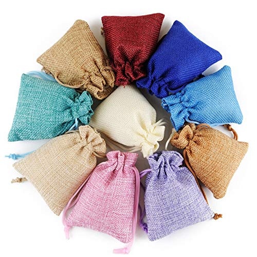 10 stks 7x9cm Kerstmis linnen jute trekkoord geschenk tassen bruiloft verjaardagsfeestje gunsten snoep verpakking tassen baby shower supplies YC0222 (Color : Lake Blue, Gift Bag Size : 7x9cm