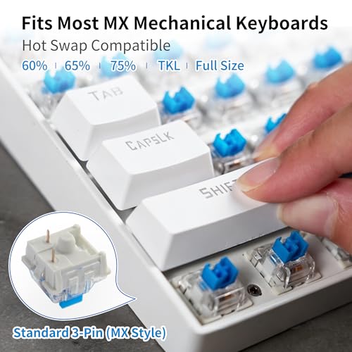 Image of Nadadora 2 PCS Blue Mechanical Keyboard Switches, Dustproof 3 Pin Clicky Tactile MX Compatible Key Switches, Transparent Housing for Switch Tester, Keyboard Testing & Fidget Clicker