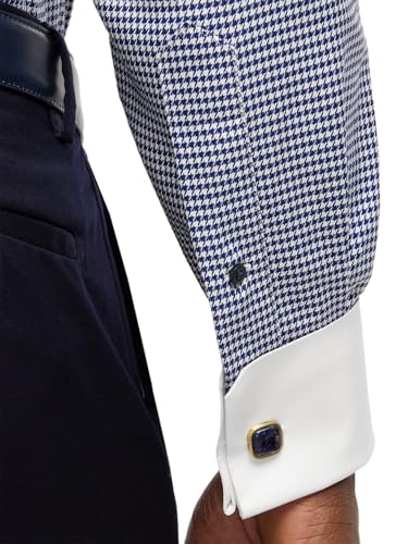Paul Fredrick Men's Classic Fit Comfort Stretch Non-Iron Check Dress Shirt4