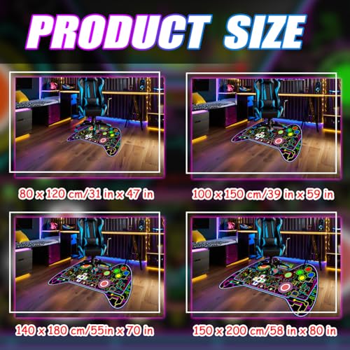 Gamepad Shaped Carpet Rug - Gamepad Shaped Area Rug for Boys Bedroom Gaming Themed Area Rugs Kids Boys Gaming Room Decor, 3x5 Feet