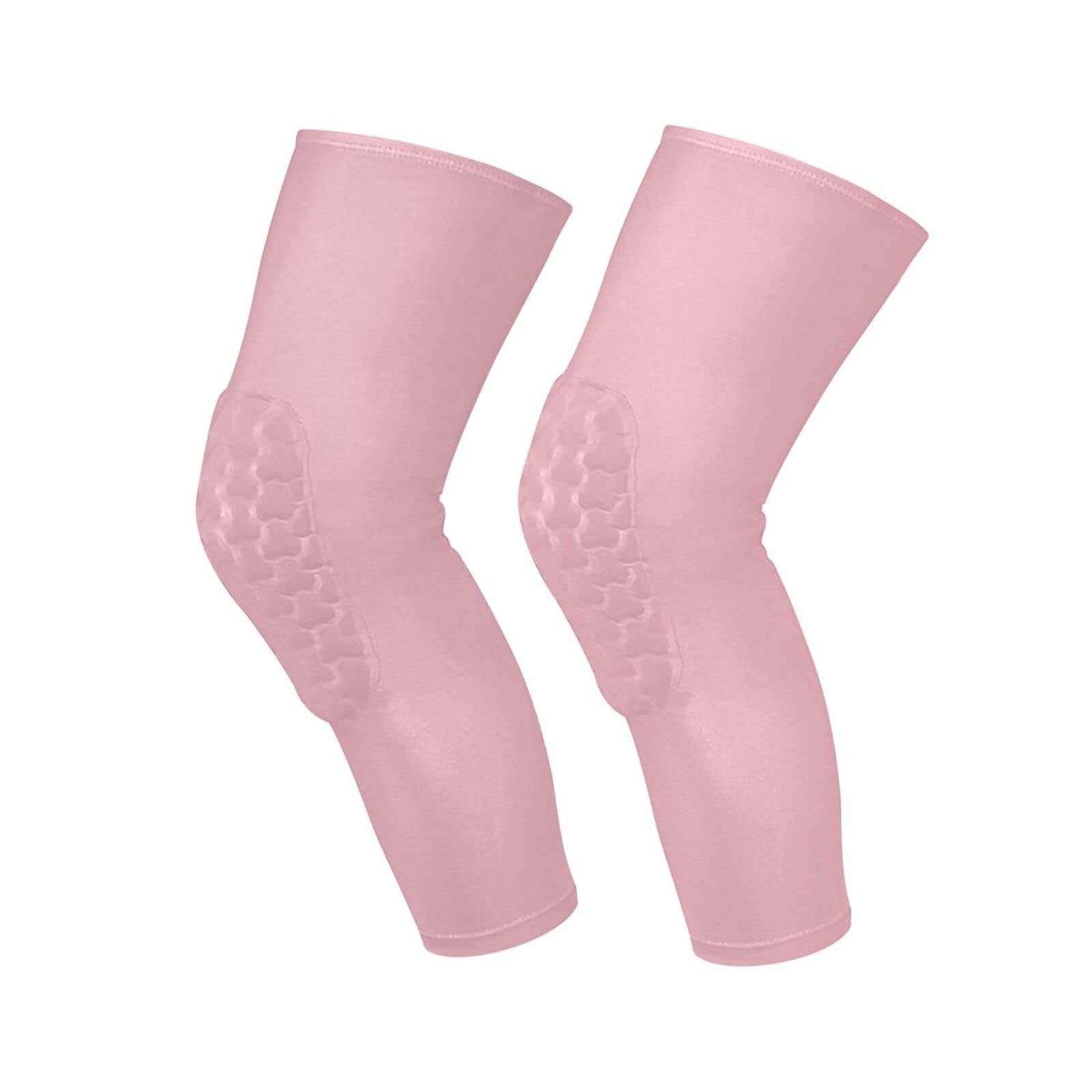 AMmao Pink Sports Knee Pads Youth Volleyball Basketball Knee Pads Long Leg Sleeves Braces Compression Wrestling Knee Pads for Boys Girls Football Dance Yoga