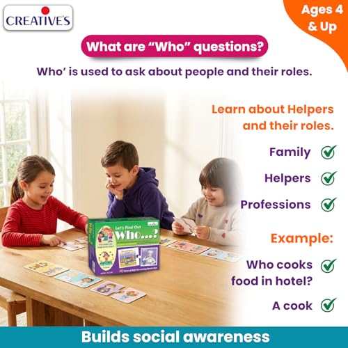 Image of Creative's Let's Find Out-Who | WH Question Series | Self-Correcting Match Ups Game | Who is The Part of What, When, Where, Why, How Series | Learning Educational Puzzles | Game for Ages 4 & Up