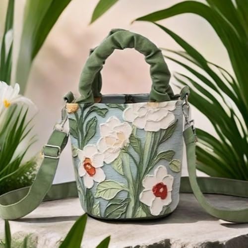 Shoulder Bag Creative Bucket Flower Pattern Underarm Bags3